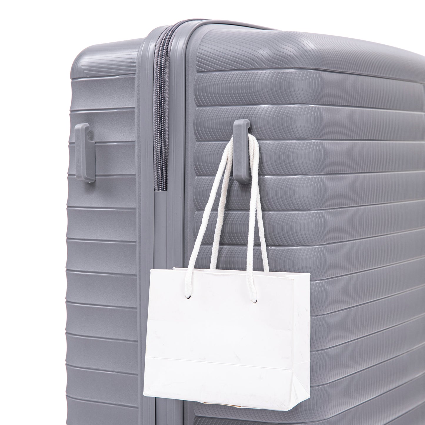 Light Gray 4-Piece Spinner Wheel Luggage Set with Cosmetic Case