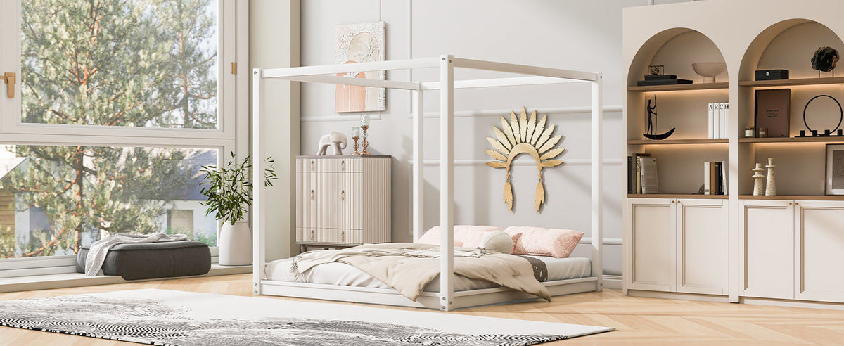 King Size Canopy Platform Bed with Support Legs