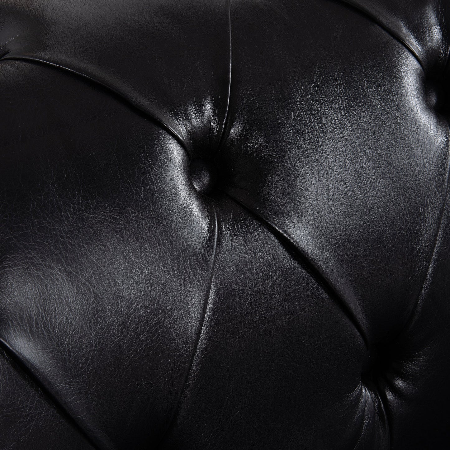 Traditional Square Arm Sofa with Removable Cushions in Black PU, 84.06 Inch Width