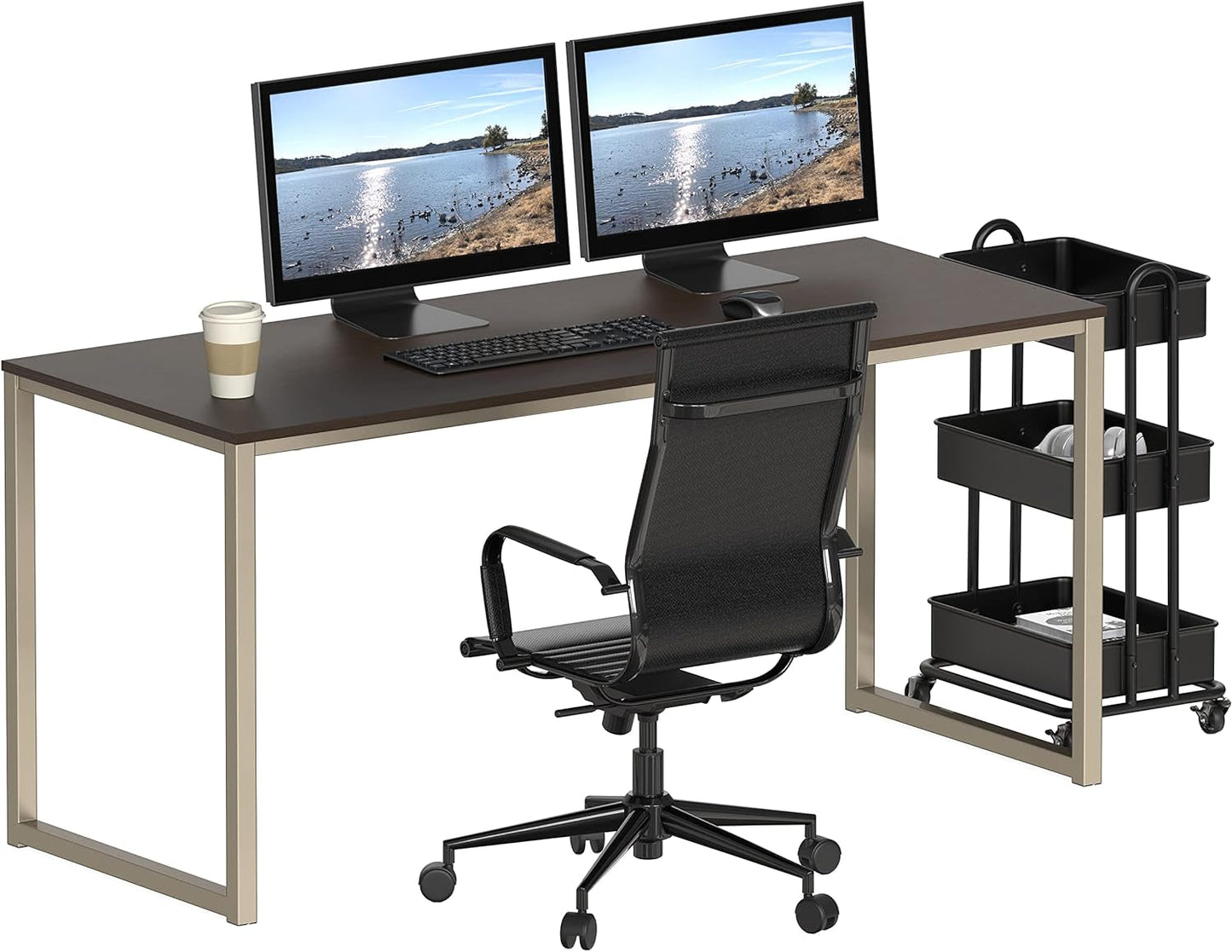 55-Inch Espresso Computer Desk For Office 24-Inch Depth