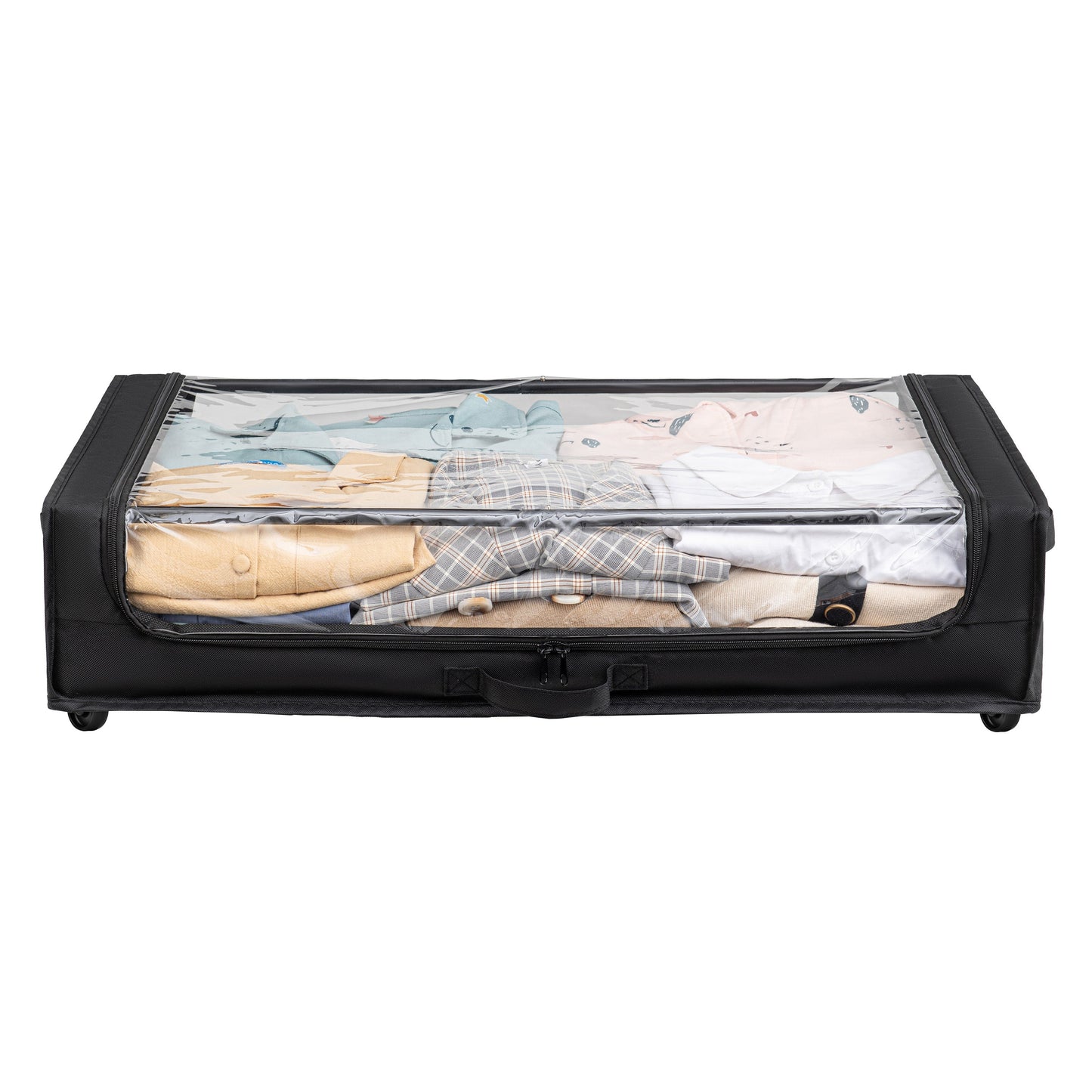 Set of 2 Under-Bed Rolling Storage Containers with Transparent Cover