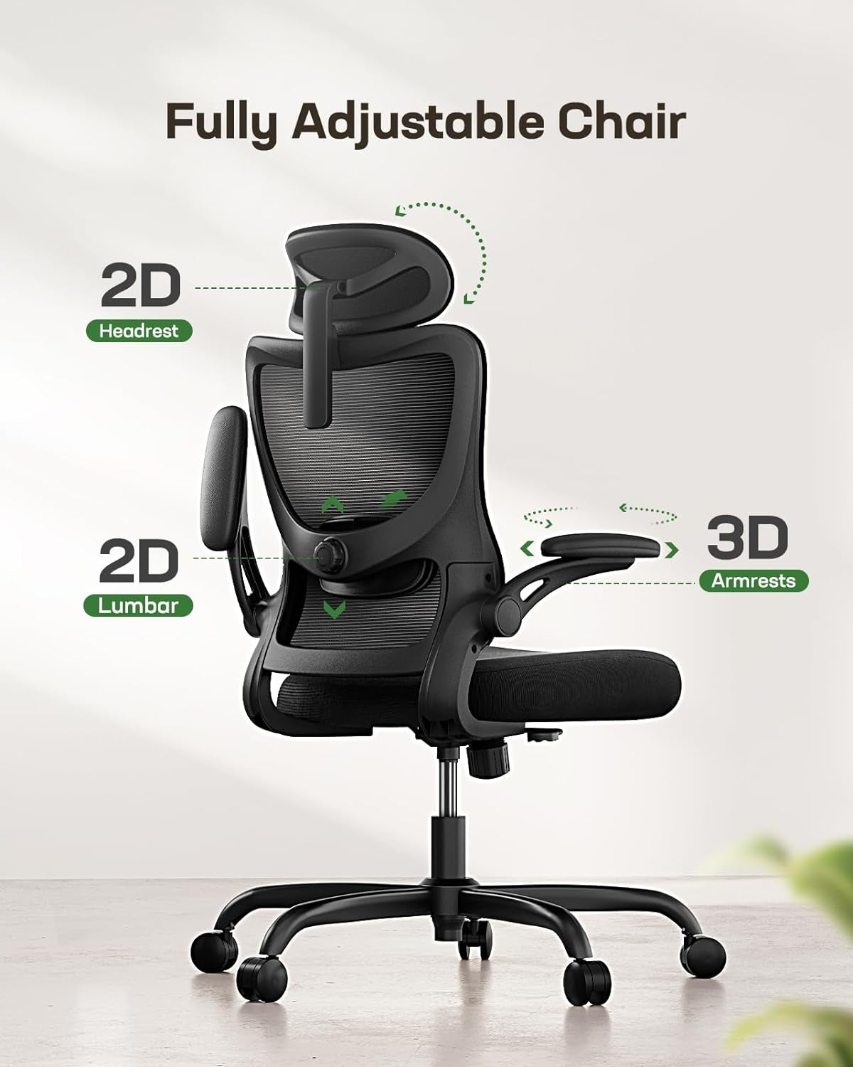 Ergonomic High Back Mesh Office Chair With Adjustable Lumbar Support