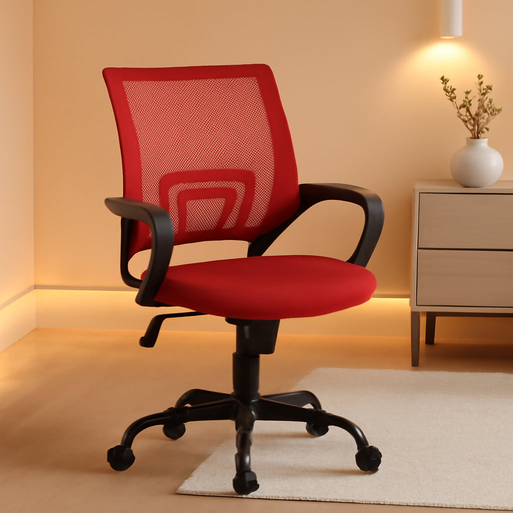 Ergonomic Mesh Office Chair With Lumbar Support Red