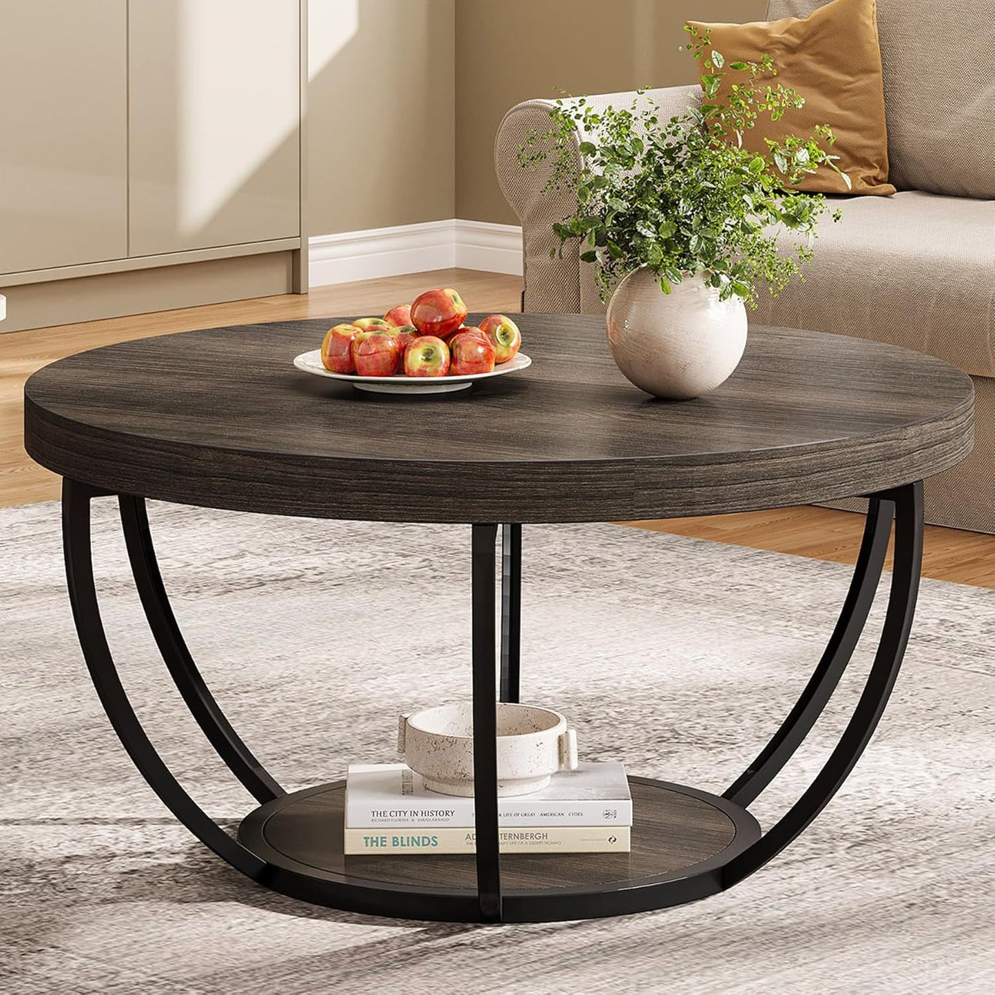 31.7” Round Coffee Table with Storage
