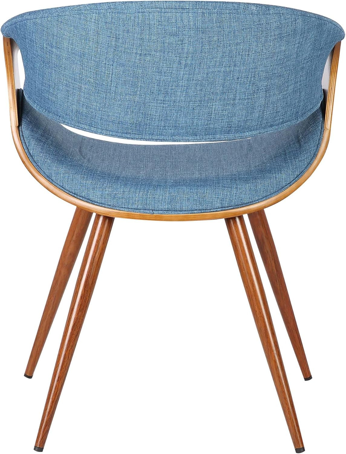 Butterfly Mid Century Modern Dining Chair Blue Upholstery Walnut Finish