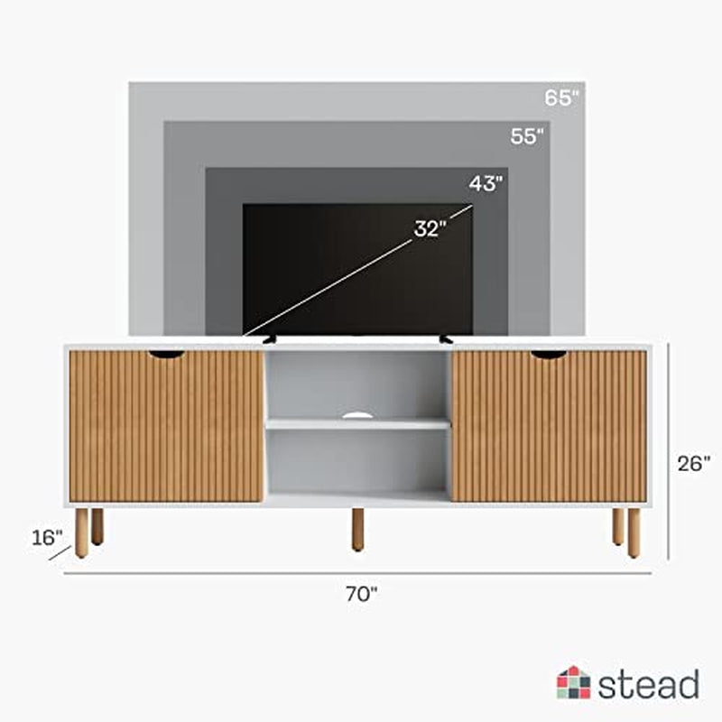 Modern 70 Inch TV Stand With Durable Adjustable Shelves