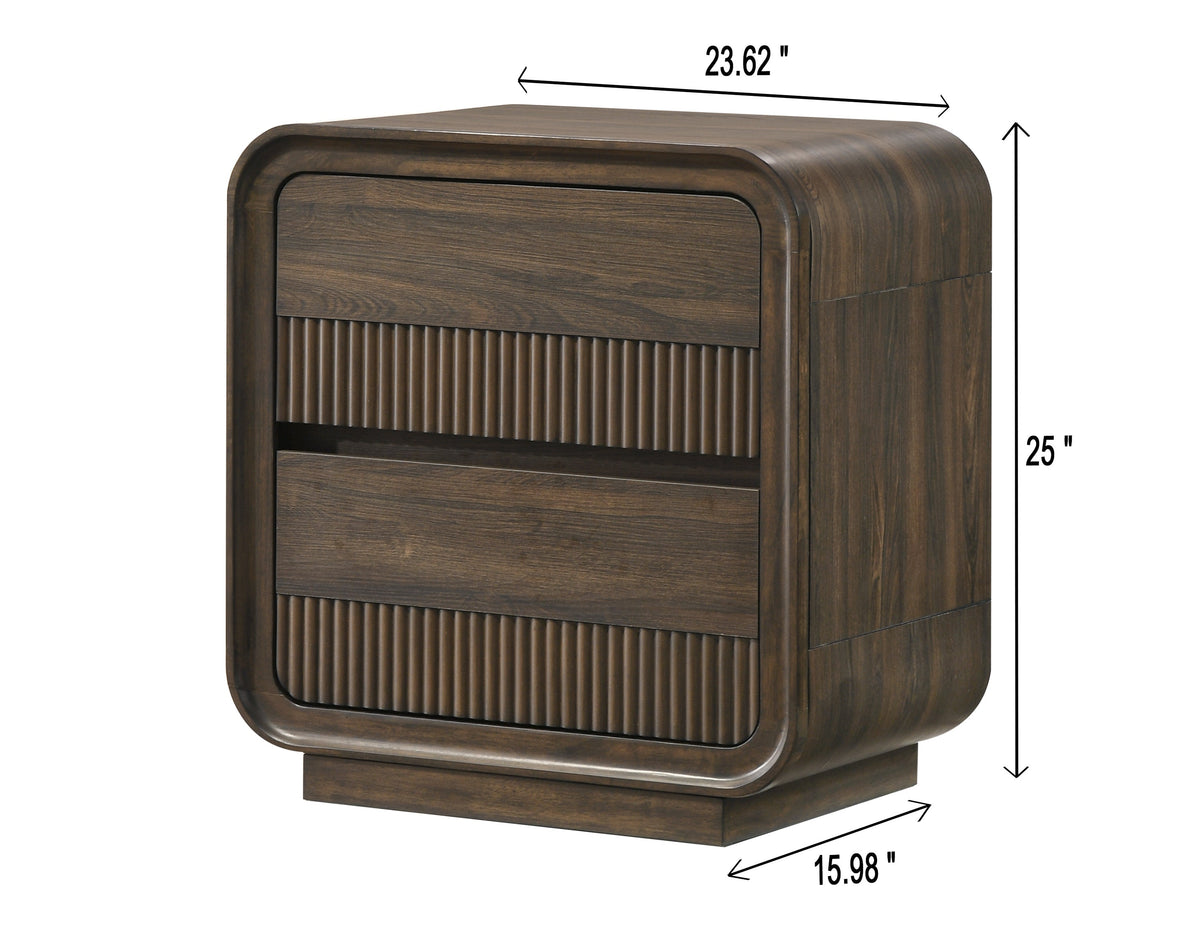Mid-Century Flair Rounded Edges Nightstand