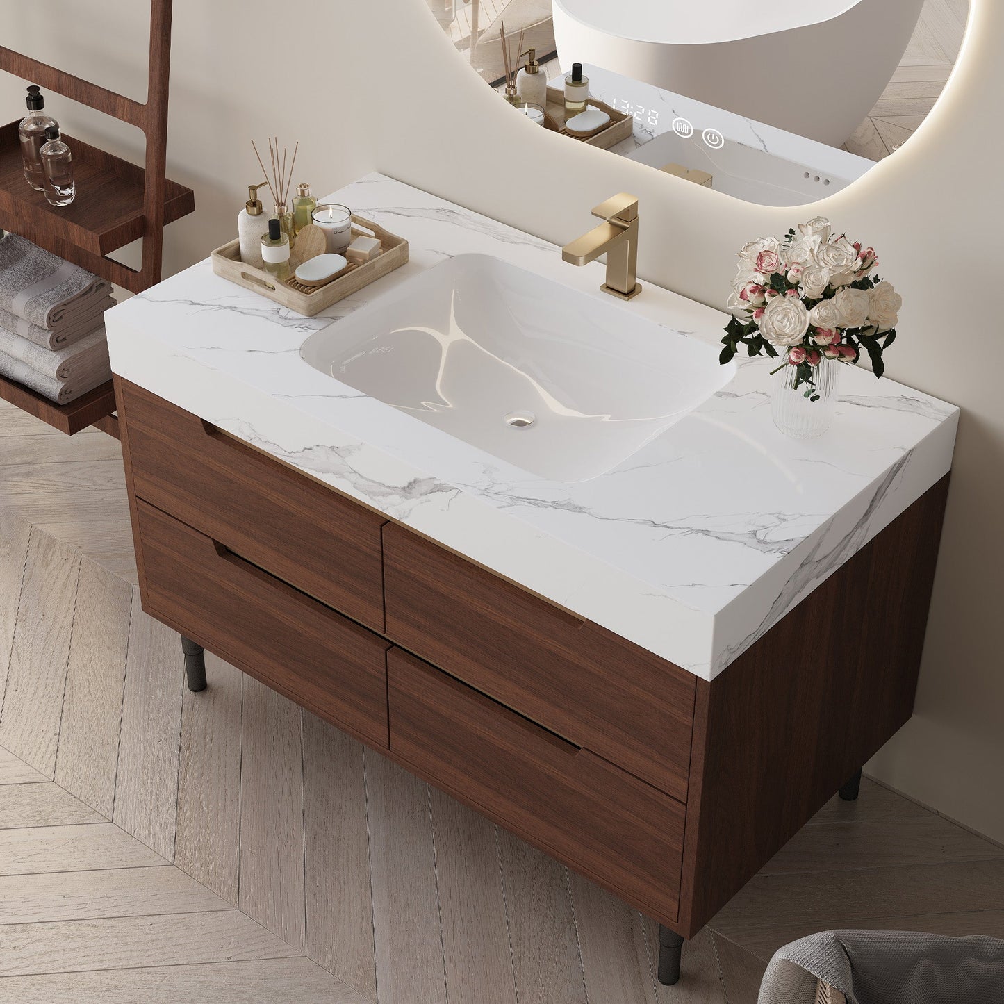35.4" Farmhouse Free-standing Sintered Stone Bathroom Vanity