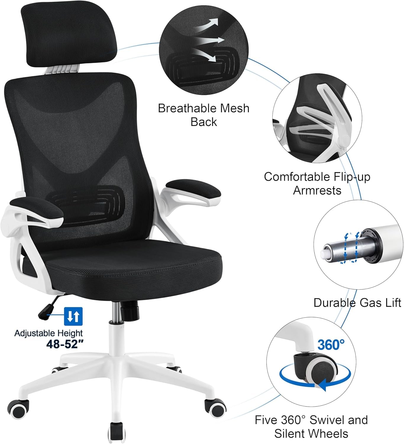 Ergonomic Mesh Office Chair High Back White And Black