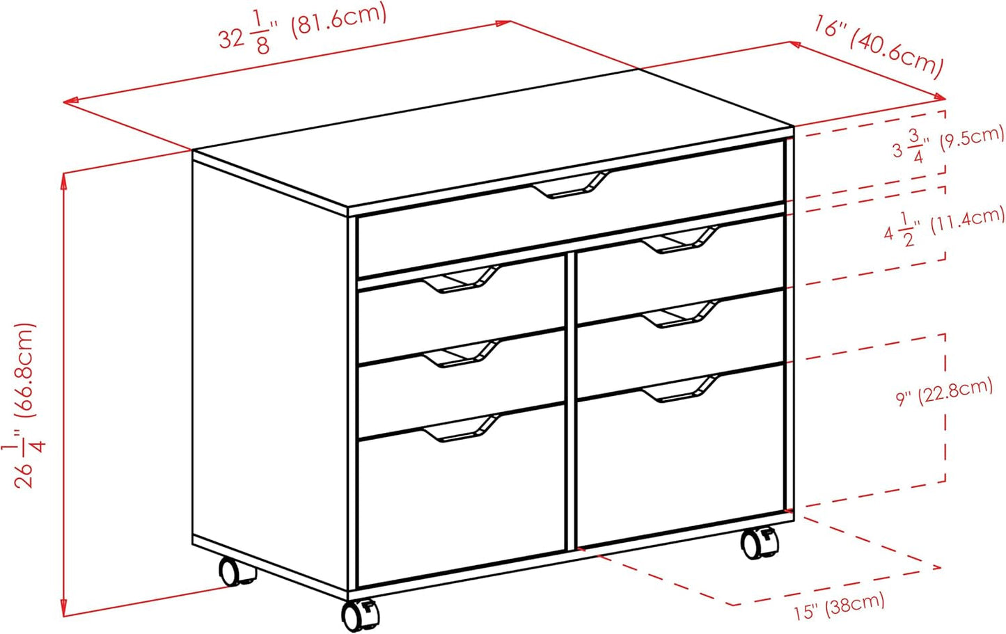 Black Halifax Two Door Storage Cabinet With Four Drawers