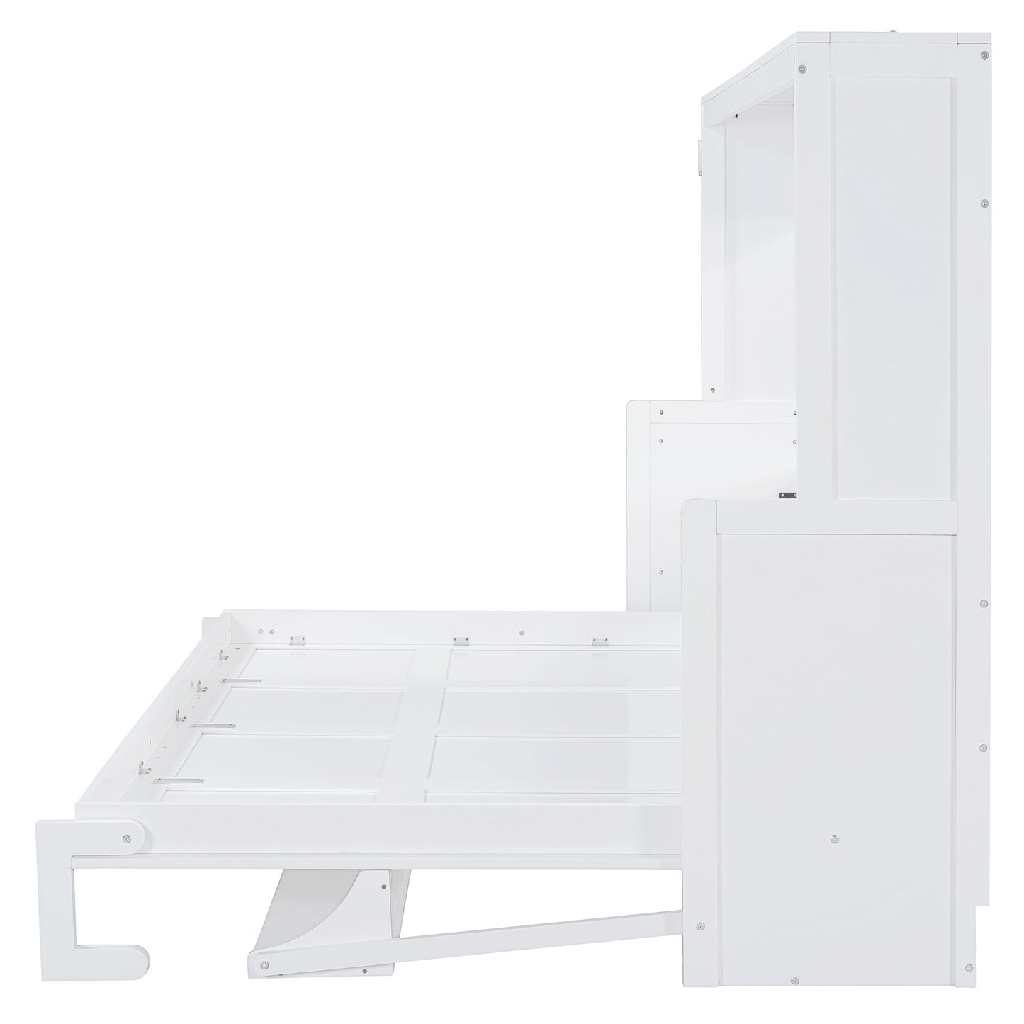 Queen Size Murphy Bed with Hydraulic Lift & Desk Design, White(OLD SKU: N820S00033K)