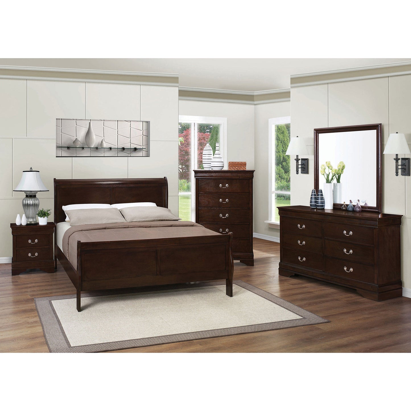 Demetra Cappuccino 2-Drawer Nightstand with Bail Handle