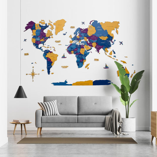 3D Wooden World Map Waterpark
