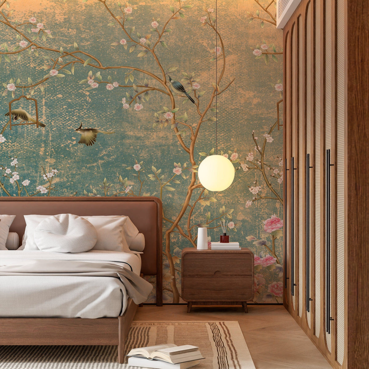 Vintage Florals on grunge Wallpaper Peel and Stick