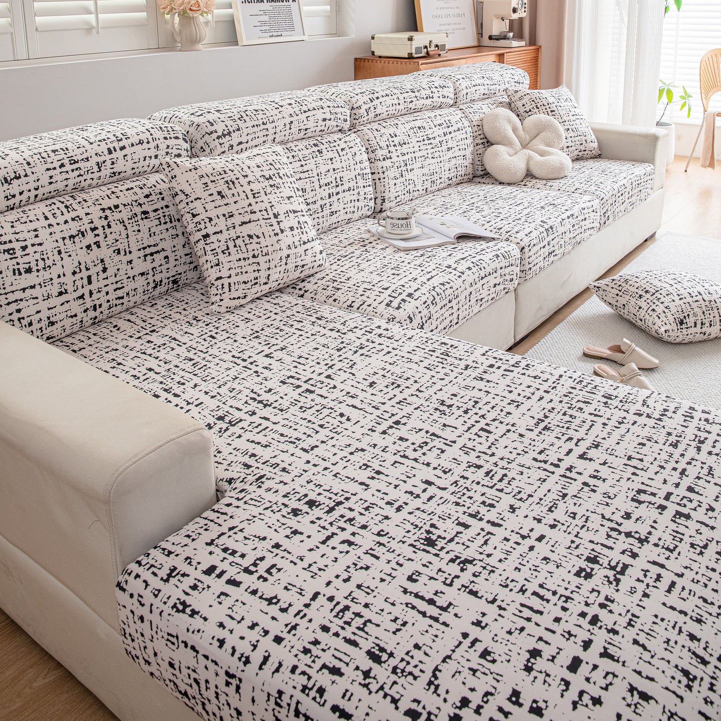 Stretch Individual Cushion Slipcovers, Furniture Protector with Elastic Bottom, Couch Cover Replacement