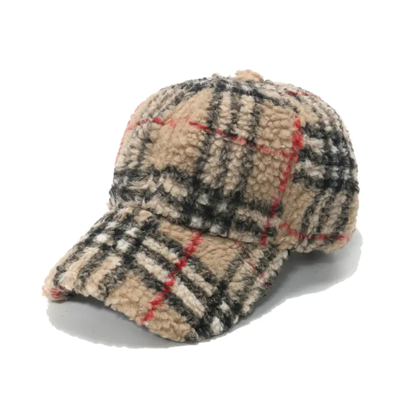 Lamb Wool Classic Plaid Baseball Cap