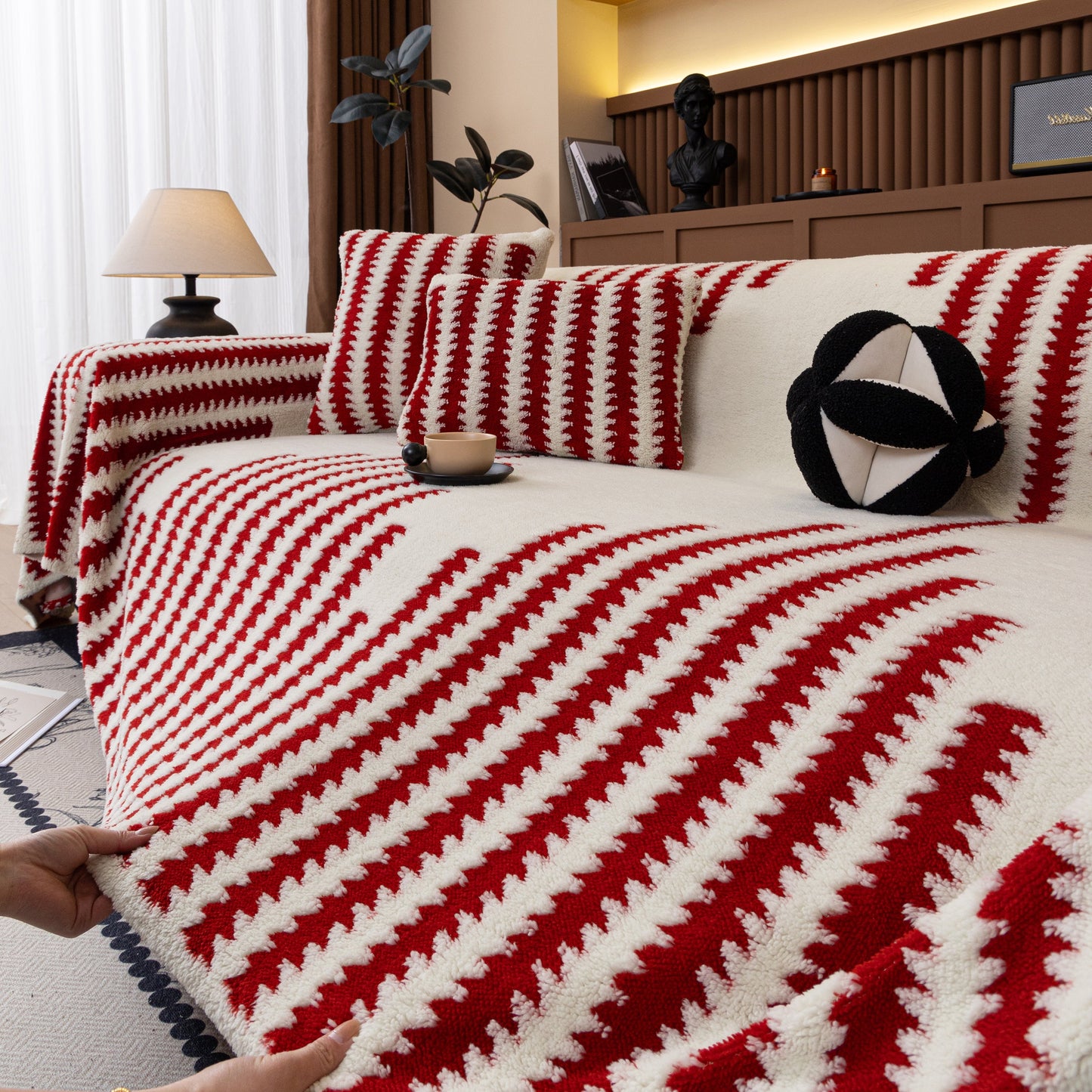 Jacquard Fleece Throw Blanket for Couch Plush Fuzzy Cozy Soft Blankets and Throws for Sofa
