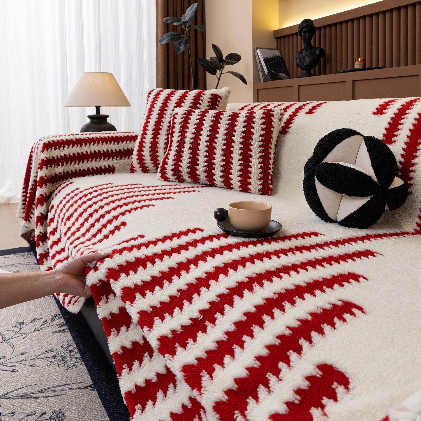 Jacquard Fleece Throw Blanket for Couch Plush Fuzzy Cozy Soft Blankets and Throws for Sofa