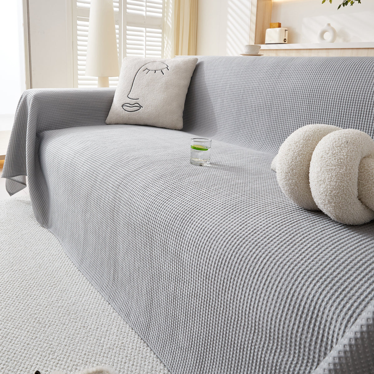 Cooling Comfy Throw Sofa Cover, Textured & Breathable, Multi-Use Decorative Couch Covers for Summer