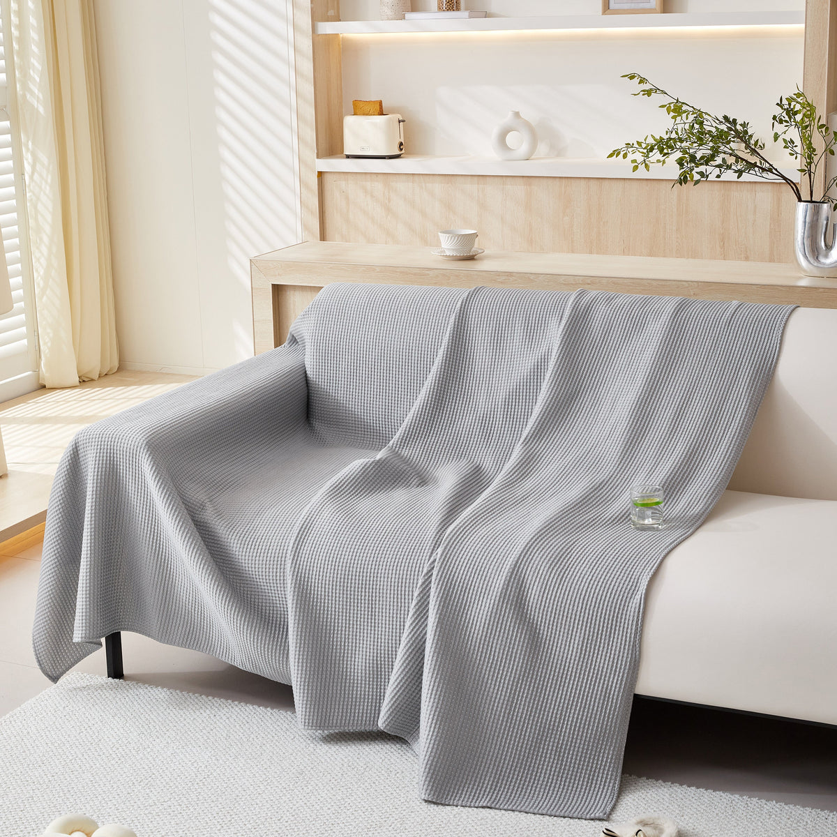 Cooling Comfy Throw Sofa Cover, Textured & Breathable, Multi-Use Decorative Couch Covers for Summer
