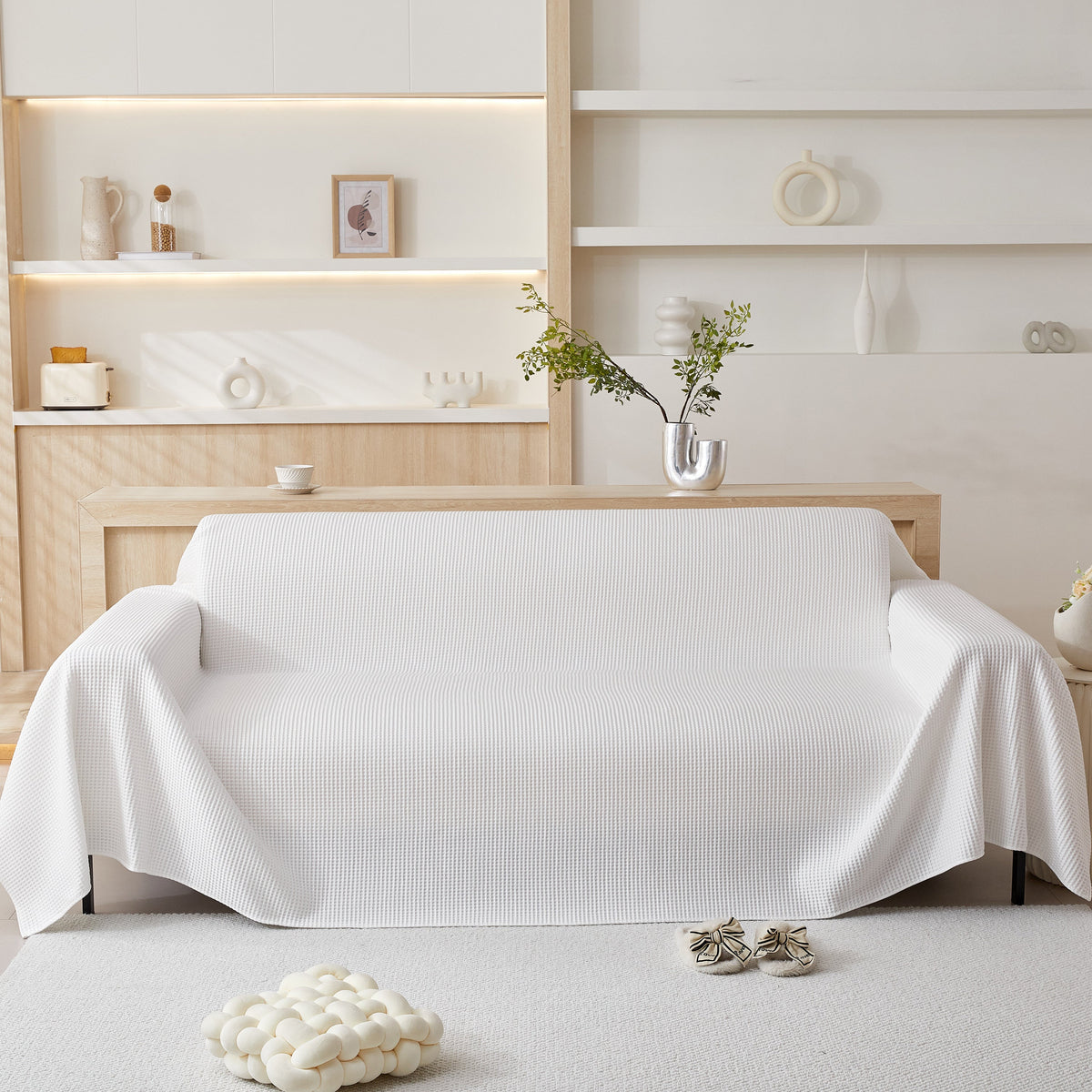 Cooling Comfy Throw Sofa Cover, Textured & Breathable, Multi-Use Decorative Couch Covers for Summer
