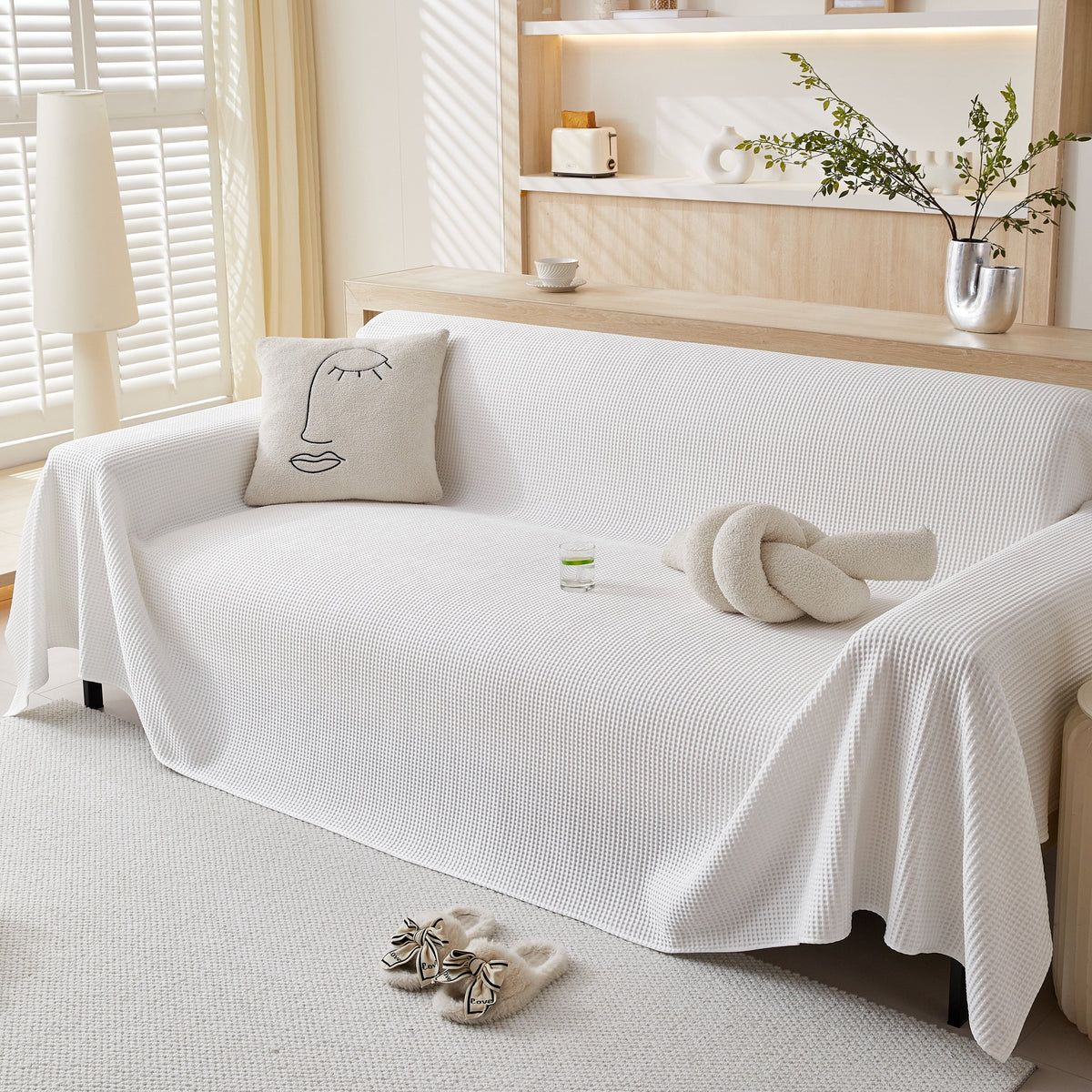 Cooling Comfy Throw Sofa Cover, Textured & Breathable, Multi-Use Decorative Couch Covers for Summer