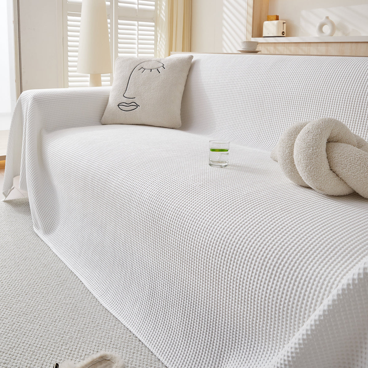 Cooling Comfy Throw Sofa Cover, Textured & Breathable, Multi-Use Decorative Couch Covers for Summer