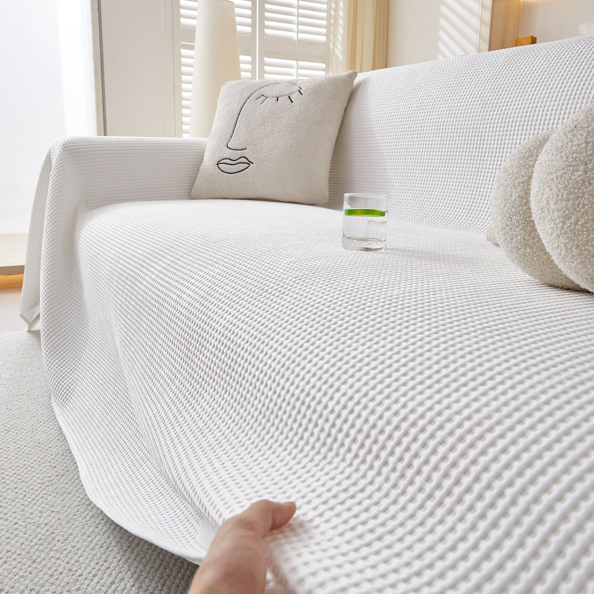 Cooling Comfy Throw Sofa Cover, Textured & Breathable, Multi-Use Decorative Couch Covers for Summer