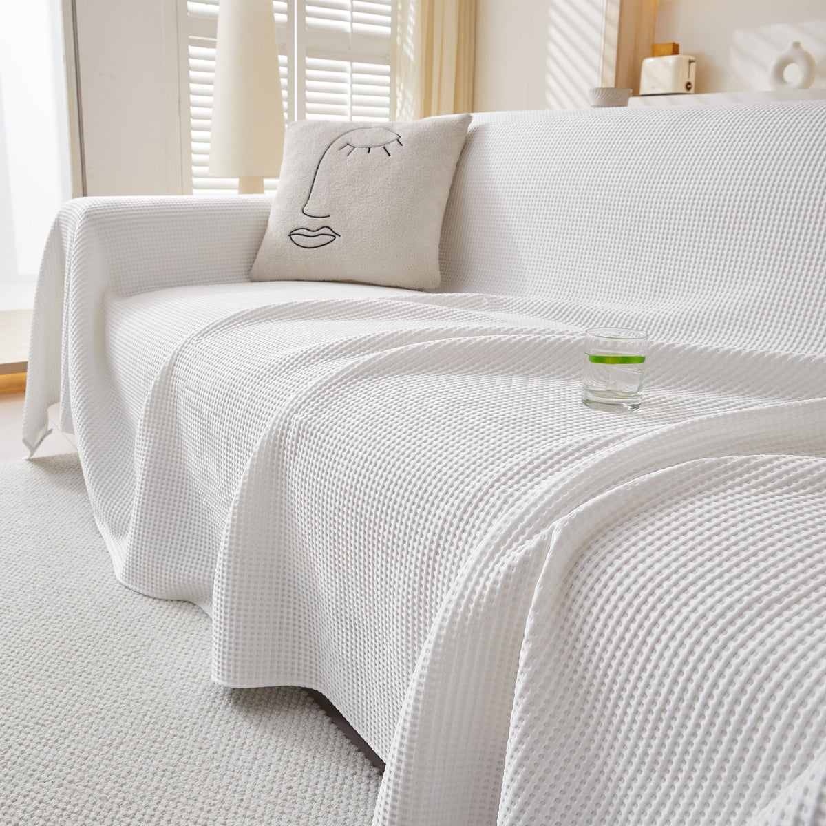 Cooling Comfy Throw Sofa Cover, Textured & Breathable, Multi-Use Decorative Couch Covers for Summer