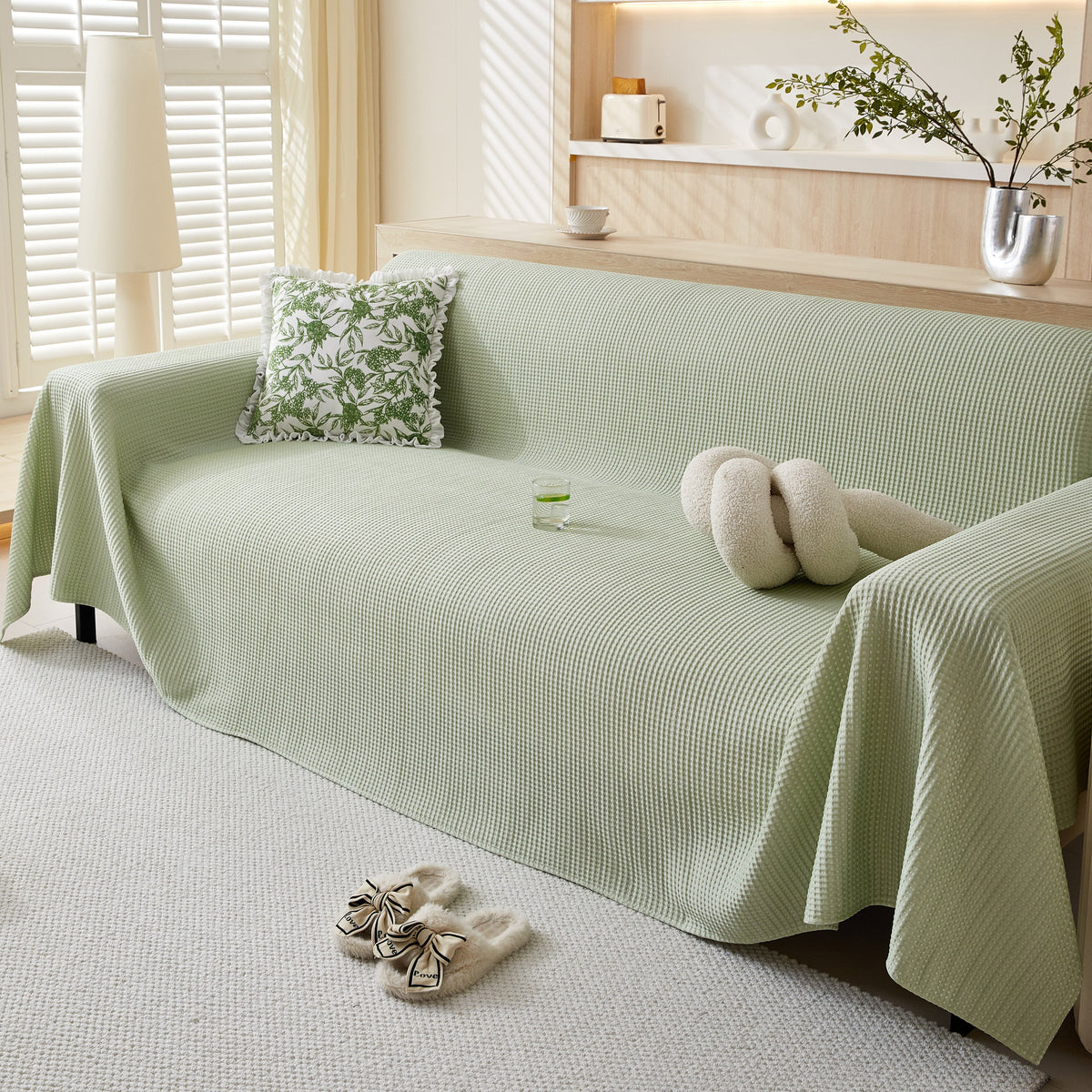 Cooling Comfy Throw Sofa Cover, Textured & Breathable, Multi-Use Decorative Couch Covers for Summer