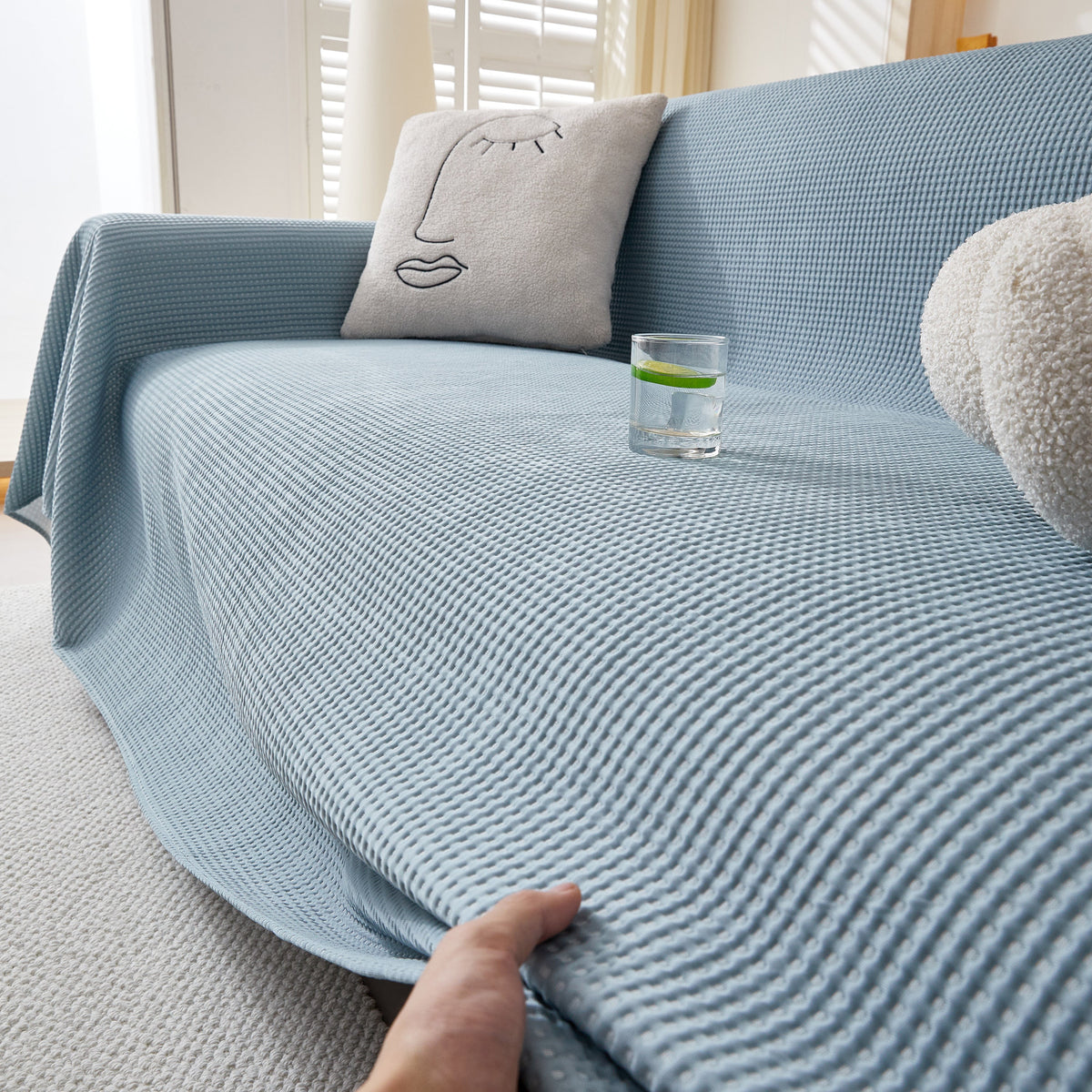 Cooling Comfy Throw Sofa Cover, Textured & Breathable, Multi-Use Decorative Couch Covers for Summer