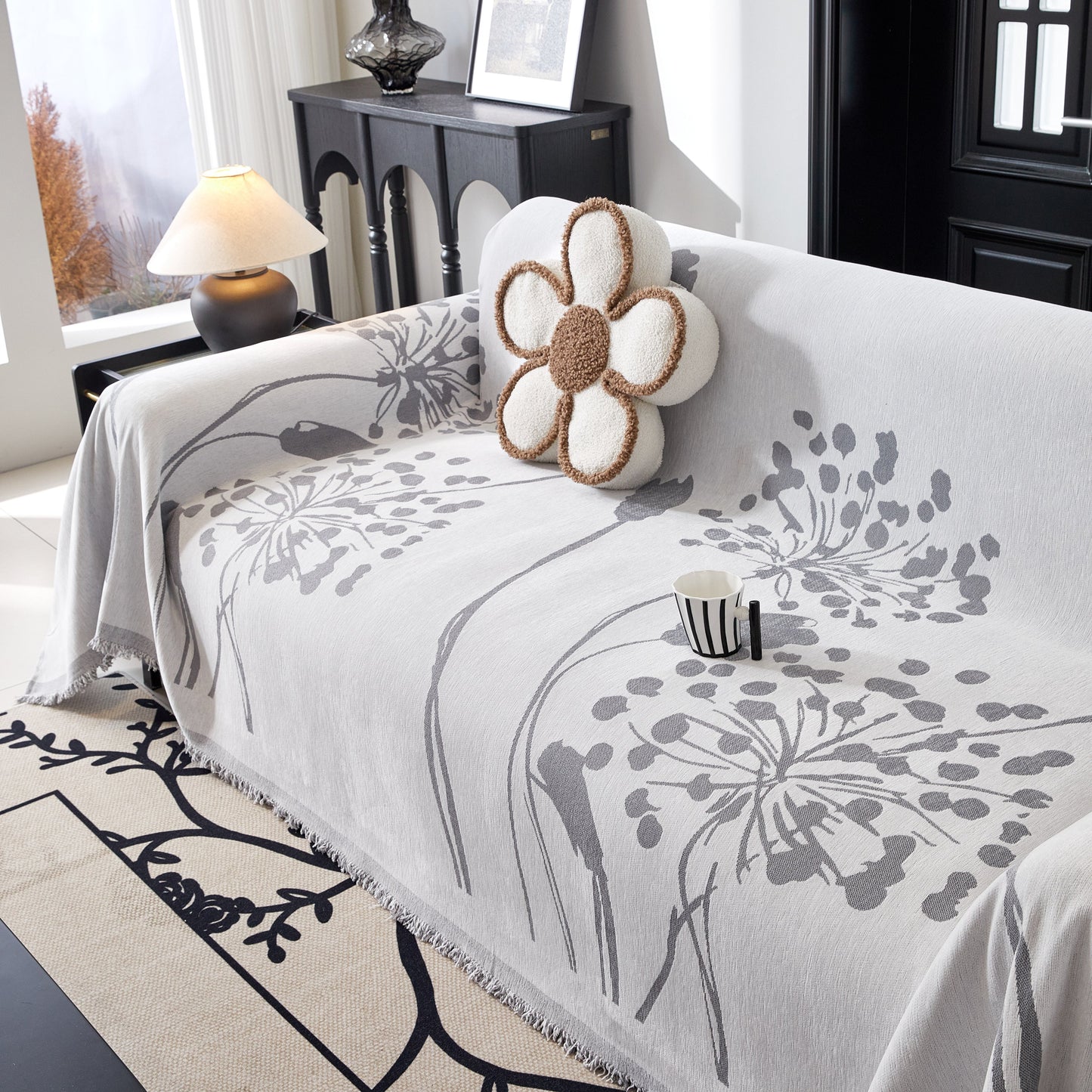 Dandelion Blanket Throw for Sofas Chenille Furniture Couch Cover, Couch Cushion Cover for Kids, Pets