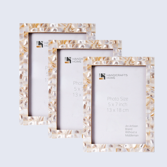 Picture Frames Mother of Pearl Collection in 5x7 - Set of 3, White