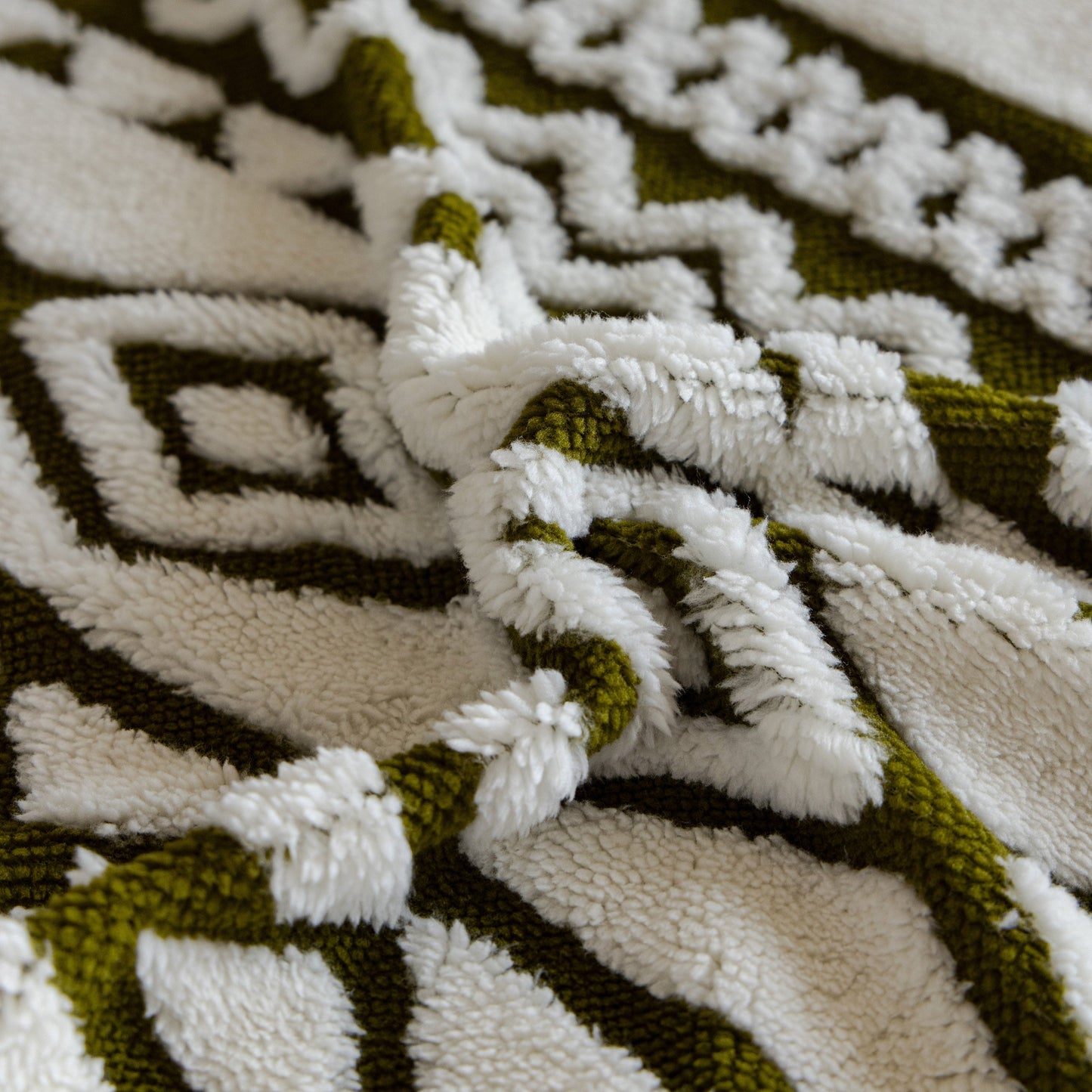 Bohemian Tufted Sofa Cover, Plush Fleece Throw Blanket with 3D Woven Aztec Stripes