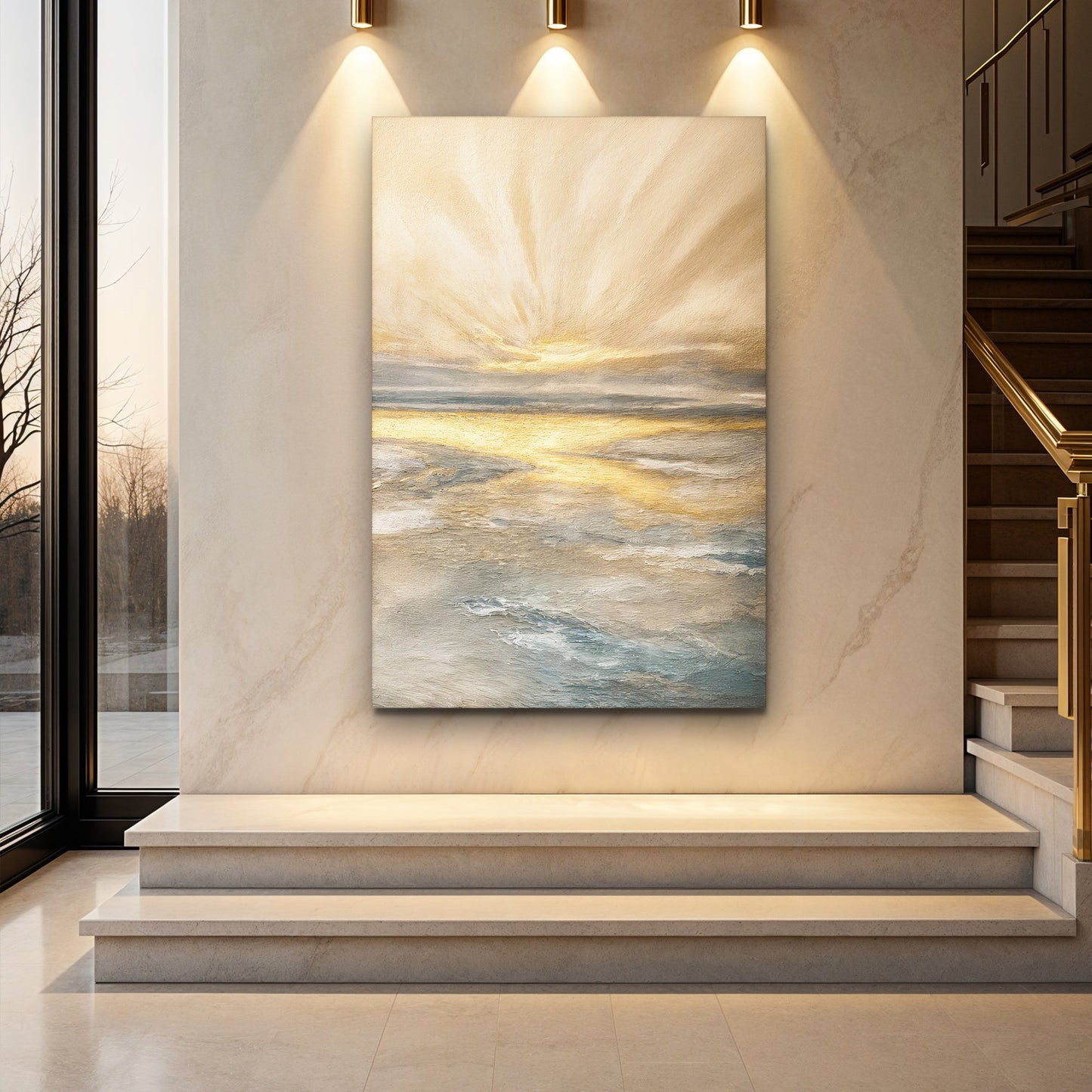 Abstract Sunrise By The Lakeside Wall Art