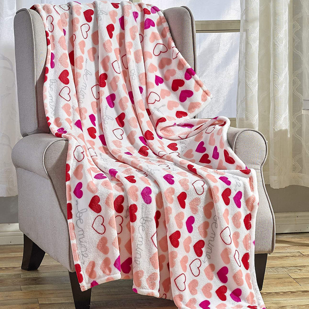 Ultra Plush Mothers Day Valentine's Day Heart-Themed Throw Blanket – Soft, Cozy, and Luxurious Fleece, 50" x 60"