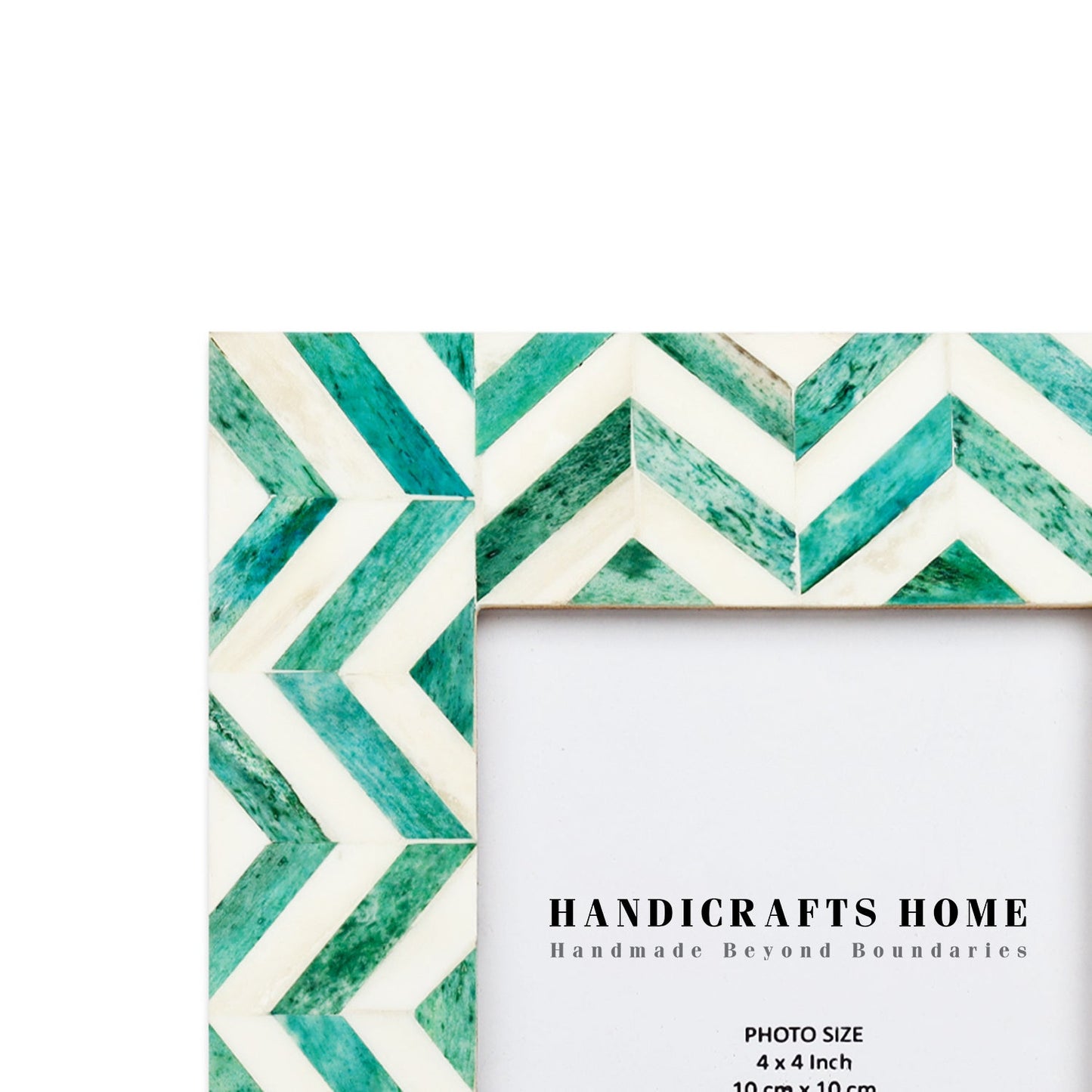 Picture Frames Herringbone Pattern Bone Inlay Collection in 2 Sizes, Green
