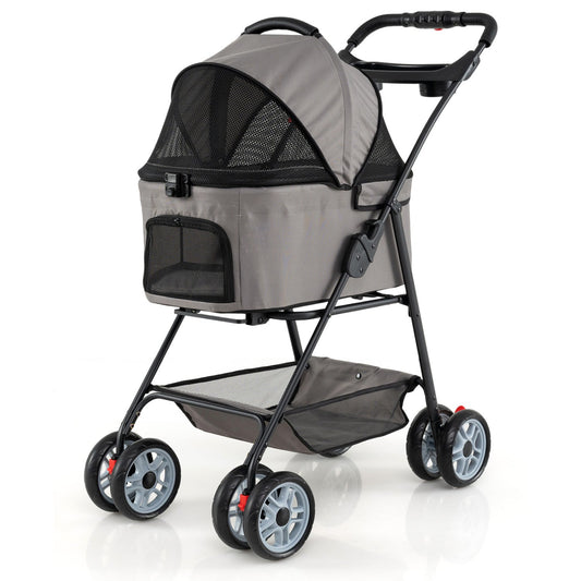 3 in 1 Pet Stroller with Removable Carrier up to 33 lbs-Gray