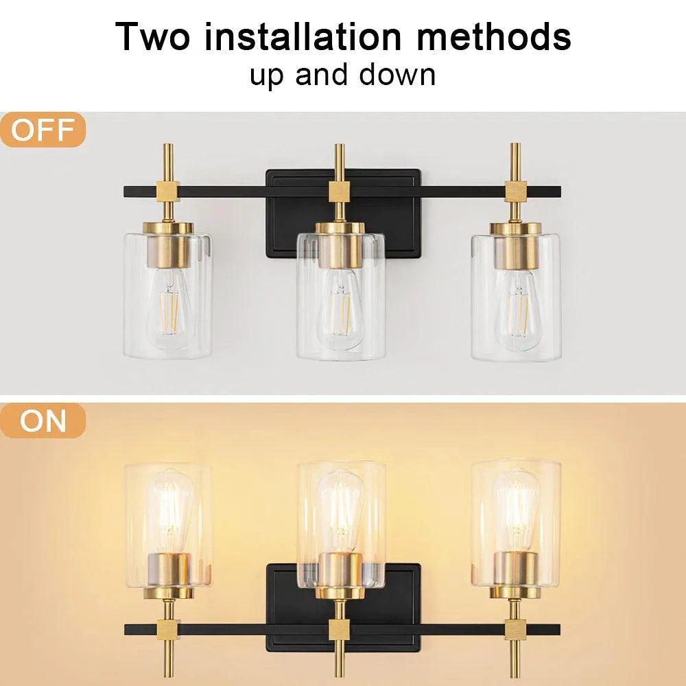 Jasper Modern Clear Glass 3-Light Bathroom Vanity Light