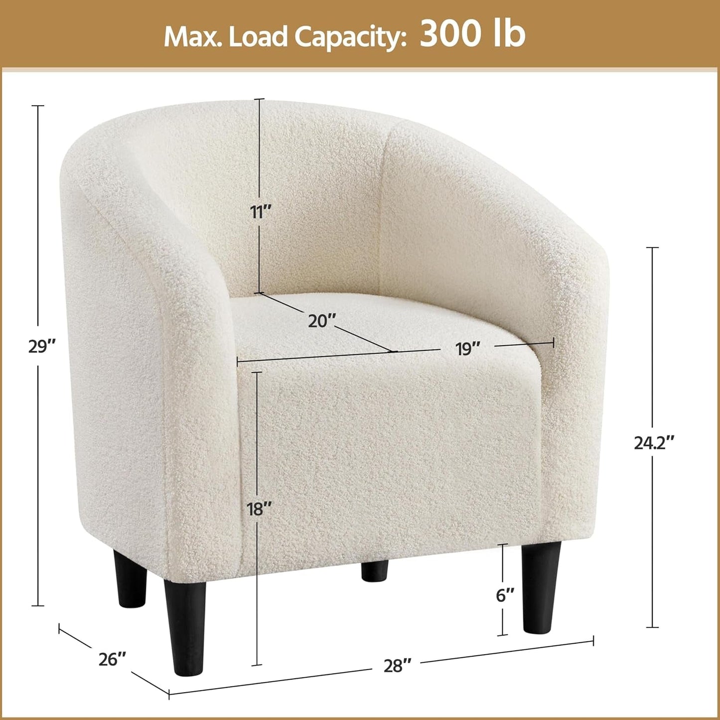 Ivory Barrel Chairs Boucle Living Room Duo Two Piece Set