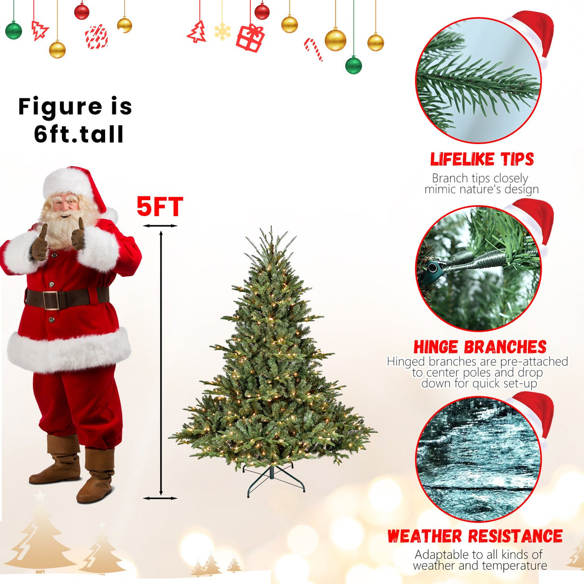 4FT Full-Shape Christmas Tree with UL Lights