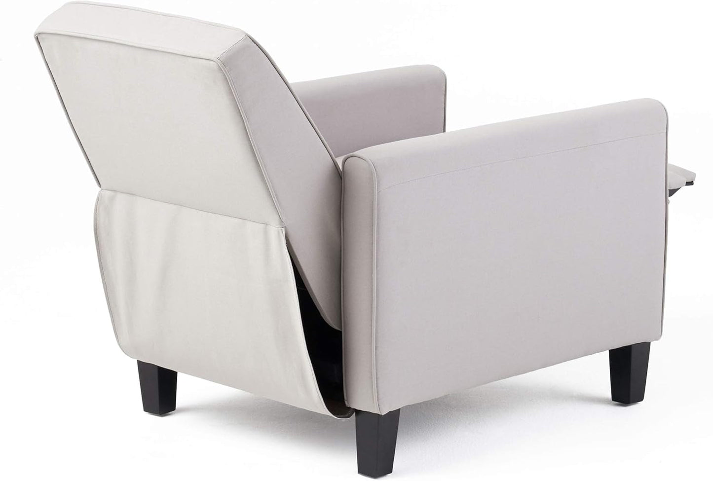 Light Gray Fabric Recliner Set 2 Low Profile Chairs