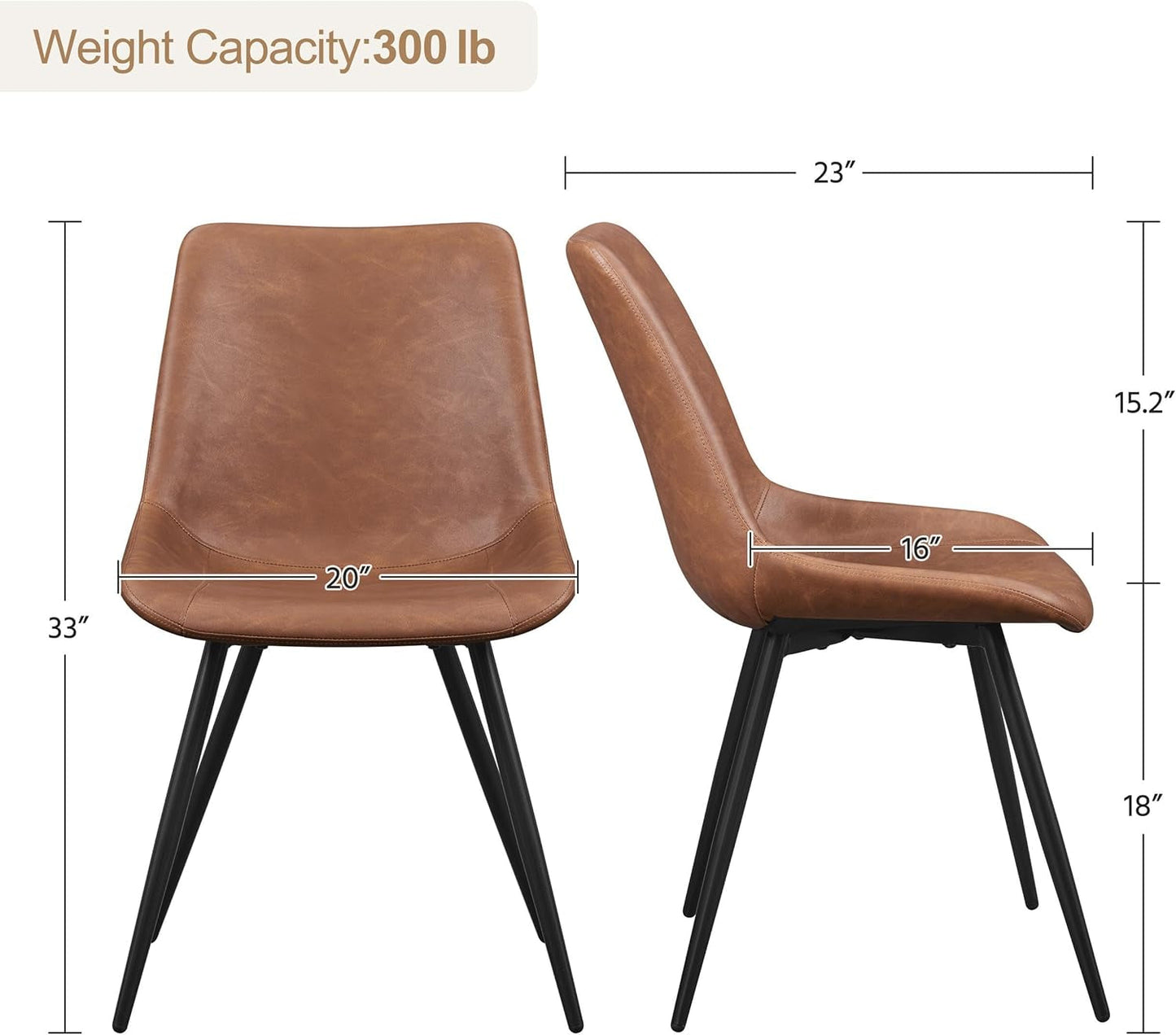 Dining Chairs Set Of 2 Brown Upholstered Faux Leather