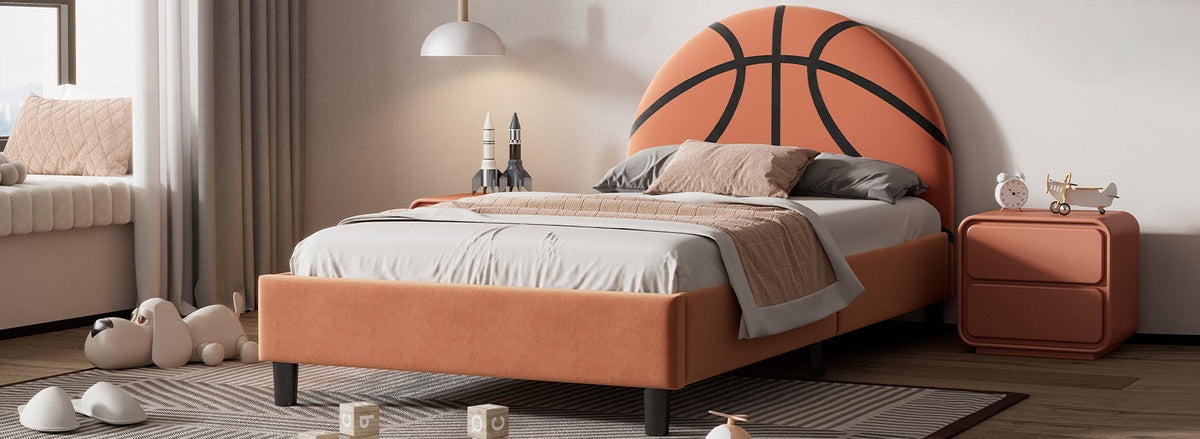 Basketball Design Upholstered Twin Platform Bed