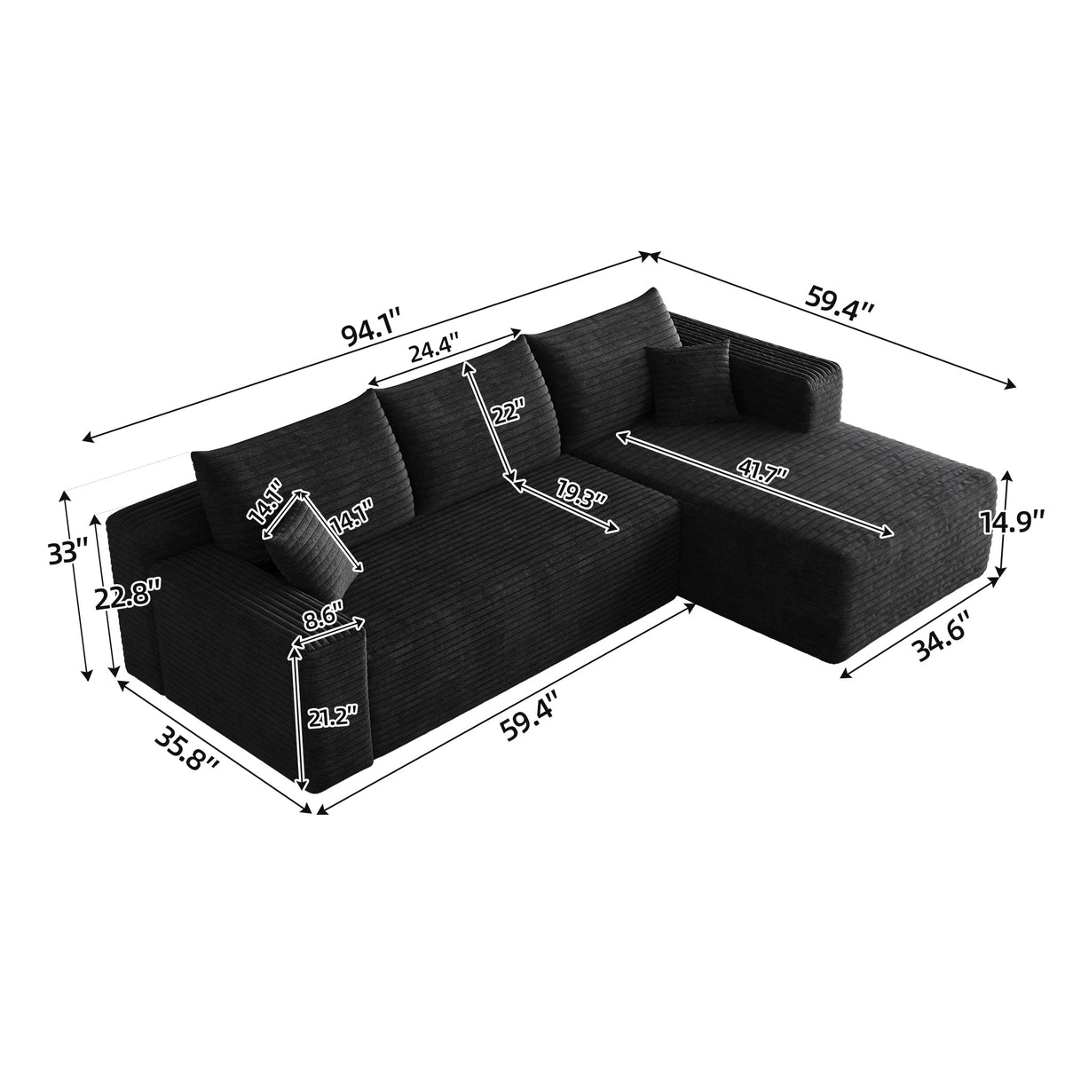 95" Cloud Sectional Sofa