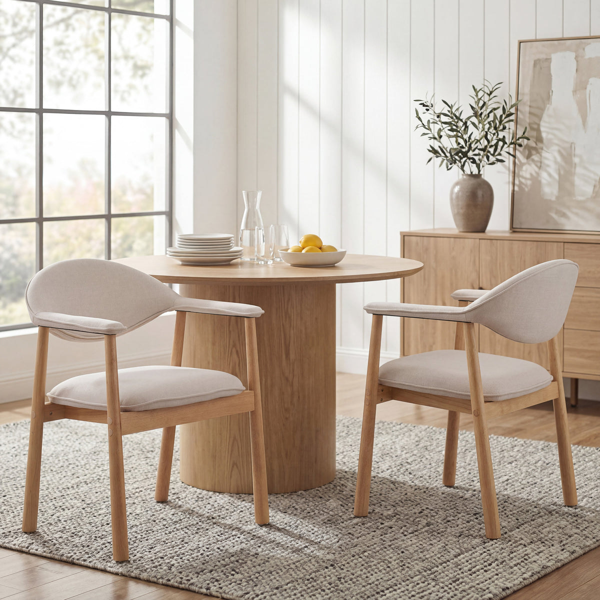Upholstered Dining Chairs with Curved Back