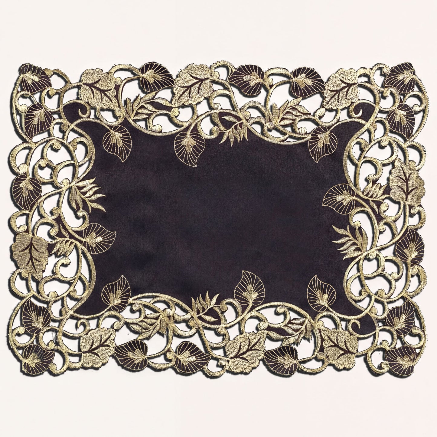 Black Gold Placemats – Rustic Table Placemats 12x18 Inch Embroidered Dining Mats
