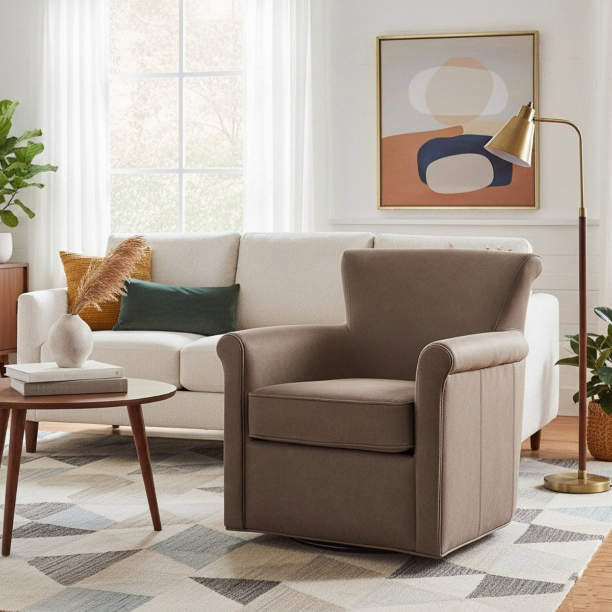 Westly Faux Leather Swivel Accent Chair