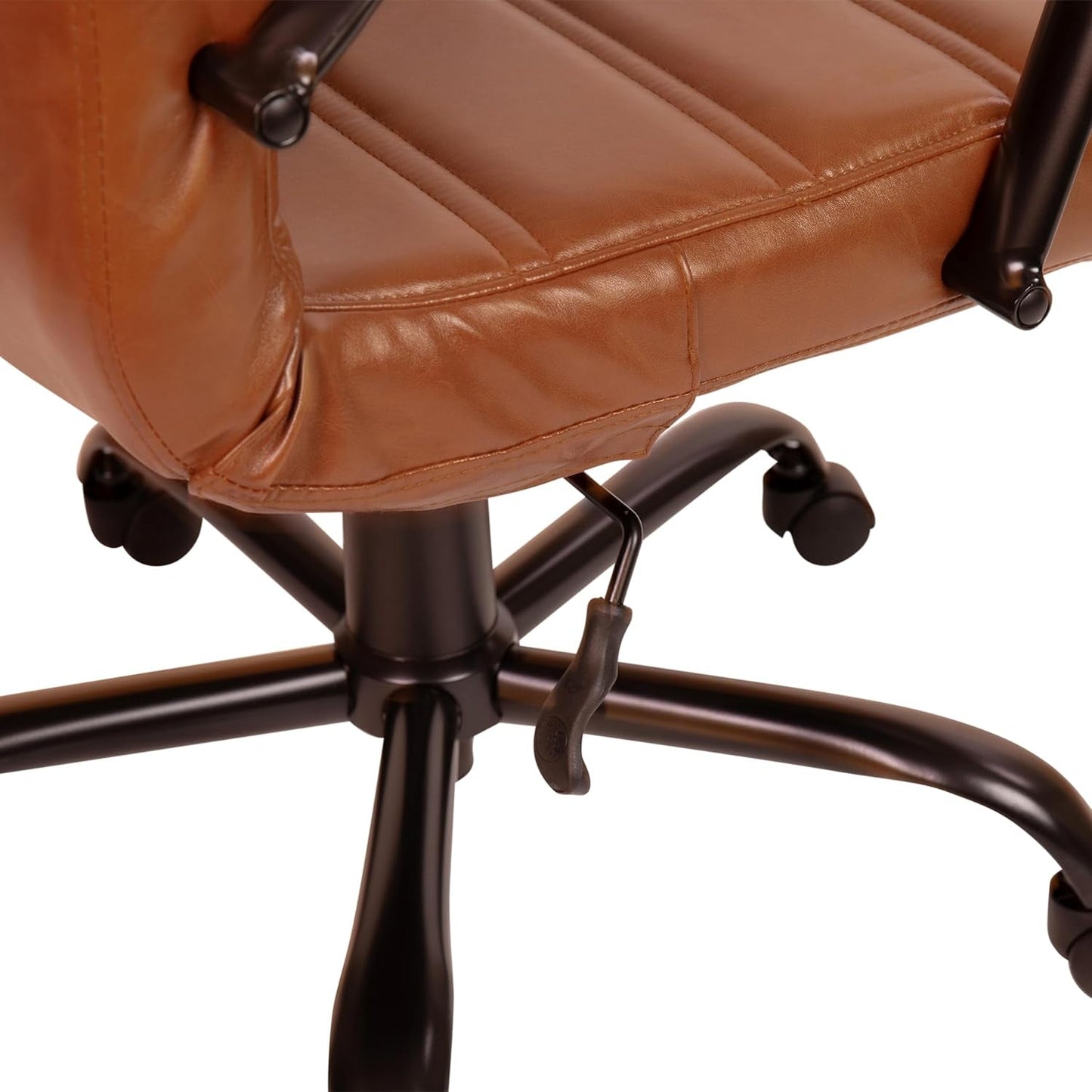 Whitney Mid-Back Leather Desk Chair Brown Black Adjustable Height