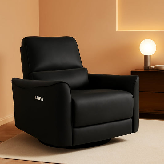 Power Recliner Chair USB Charging Lumbar Support Black